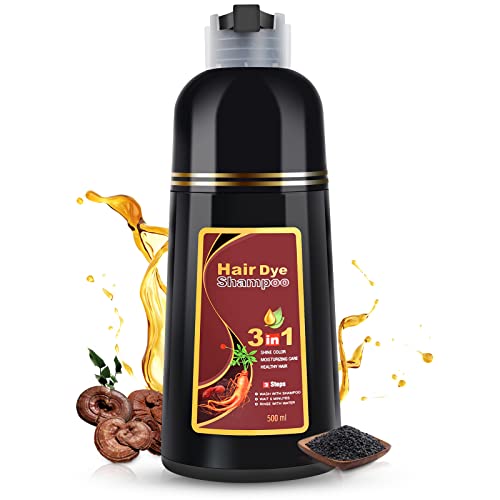 Kingming Dark Brown Hair Dye Shampoo For Gray Hair 3 In 1 - Champu Con Tinte Para Canas- Herbal Ingredients Instant Color Shampoo Hair Dye For Women & Men 100% Coverage Shampoo 500Ml【Dark Brown】 #TOP25
