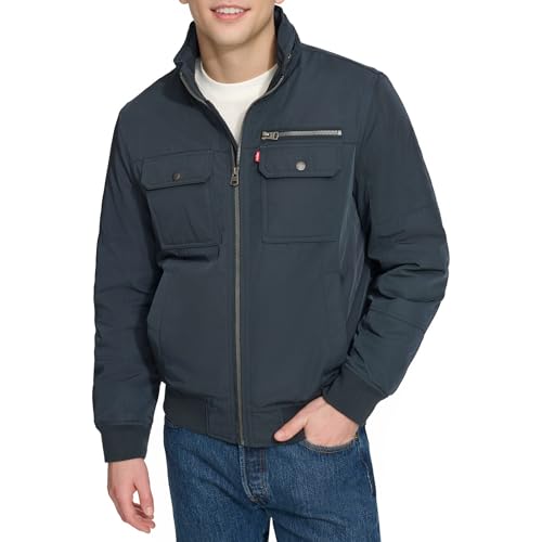Levis Mens Stand Collar Utility Bomber Navy Large