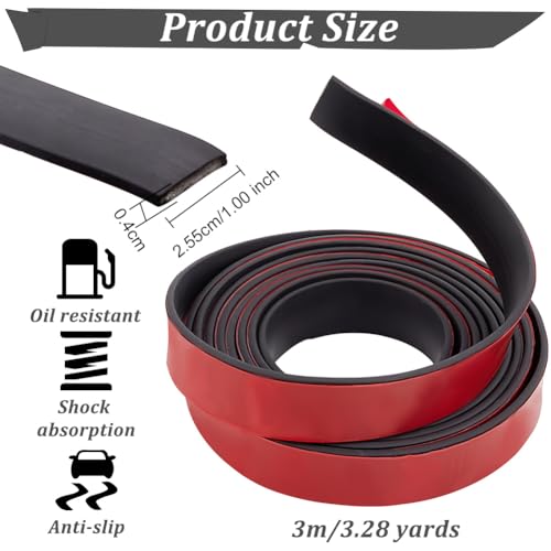 OLYCRAFT 3 m/3.3 Yards Schwarze Selbstklebende Gummistreifen 25.5 mm Breiter Neopren-Gummistreifen 4 mm Dick Selbstklebende Dichtungsgummidichtung Für Dichtungspads Dichtungen Bastelschutz