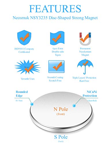 Neosmuk NSY SERIES Rare Earth Magnets, Super Strong Magnet Heavy Duty For Craft, Neodymium Magnets With Adhesive Backing For Board, Thin Powerful Large And Industrial Magnets Stick thumb #2