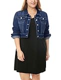 Agnes Orinda Women Plus Size Button Closed Cropped Denim Jacket 1X Blue