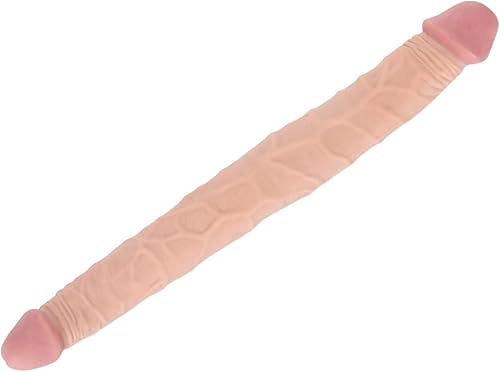 Consolador de doble extremo de 14 pulgadas, carne realista de pene doble pene estimulador vaginal anal para adultos, juguetes sexuales para mujeres