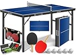 KESSER® Mini table de ping-pong avec raquettes de ping-pong, balles de tennis de table et filet TT | Intérieur | Voyage, plaque laminée + pliable - Design de valise, enfants et adultes - 153 x 76,5 cm