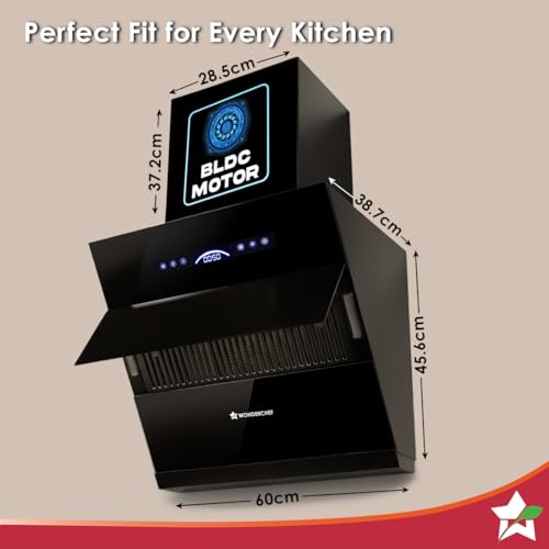Image of Wonderchef Ultra Slant 60cm Filterless Auto-clean Kitchen Chimney with Oil Collector, BLDC Motor, Suction 2000 m3 /hr, Motion Sensor + Touch Control, 15-Yr Warranty on Motor & 5-Yr Comprehensive, Black