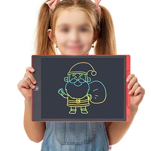LCD Writing Tablet Drawing Pad, Colorful Screen Doodle Board for Kids, Traveling Gift Toys for 2 3 4 5 6 Year Old Boys and Girls (12 inch, Red)