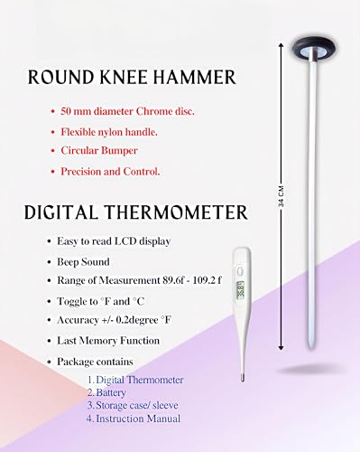 Image of CNS Medical Student Kit, with Tuning Forks, Snellen Chart, Knee Hammer, Digital Thermometer and More ( Central Nervous System Examination kit) for Medical professionals and Practitioners (MODEL 5)
