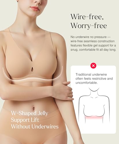 Popilush Wireless Push Up Bras for Women No Underwire Seamless Full Coverage Comfort Lift Support Bralettes2