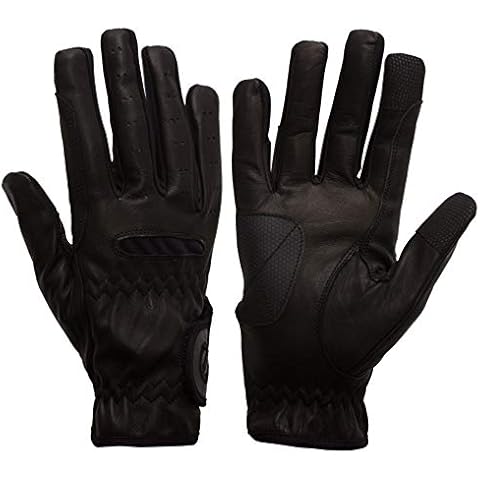 eGlove EQUEST GRIP PRO Leather Touchscreen Horse Riding Gloves (Black, Large) Cover