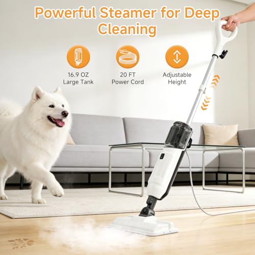 Wotaste Steam Mop Cleaner 260°F Steam in 15s, 16.9oz Tank Hardwood and Tile - image 2