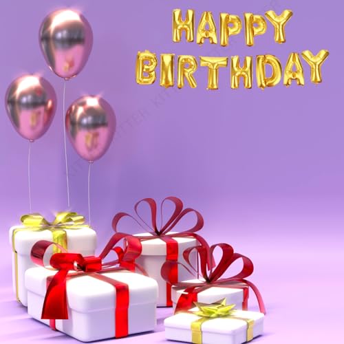 Image of KITTER Golden Happy Birthday Foil Balloon, Metallic Happy Birthday Balloons Set for Birthday Decoration Kit, Balloons for Decorating Birthday For Boys Girls Kids Adults