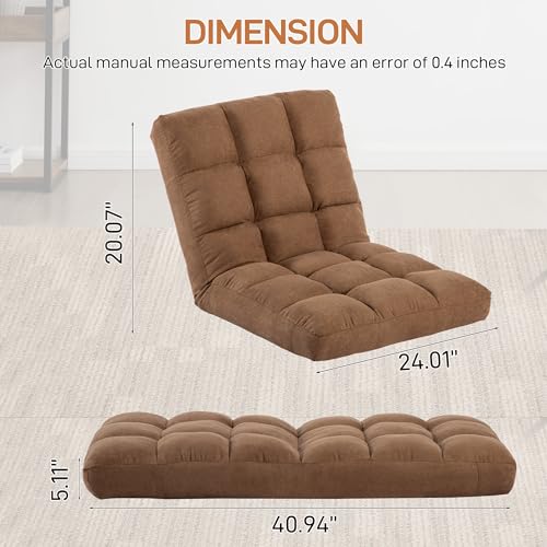 YI DANICA Floor Chair with Back Support Folding Chair with 6 Adjustable Position, Padded Sleeper Bed, Floor Gaming Chair, Meditation Chair, Gaming Floor Chairs for Adults (Country Rustic, Tan)
