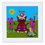 Square dimensions (in inches): 25 L x 25 W, image dimensions (in inches): 23 L x 23 W 100% poloyester; image is soft to touch. Made in USA Edges have pinking shear cut Image will not fade with washing. Image not a transfer, part of material