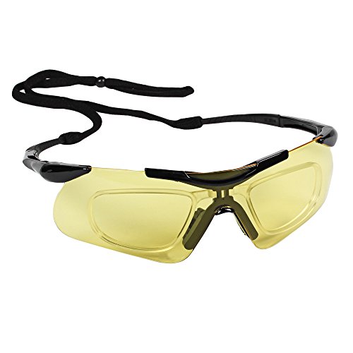 KLEENGUARD Nemesis Safety Glasses with Rx Inserts (38504), OTG Protective Glasses, Amber Anti-Fog Lenses, Black Frame, 12 Pairs / Case