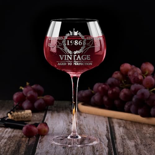 VOMEP 40TH Birthday Gifts for Her, Vintage 1986 40th Wine Glass, 40 Year Old Birthday Decorations for Women, Funny 40 Bday Gifts Idea for Women, Friends, Daughter, Sister Mom - Turning 40 Present - Image 4