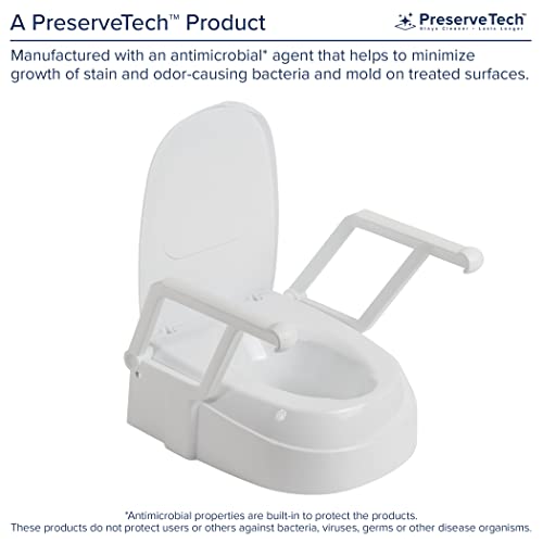 Drive Medical Preservetech Universal Raised Toilet Seat With Handles, White #TOP5