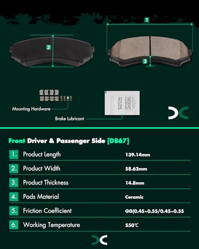 Image of SCITOO D867 D868 Front & Rear Ceramic Brake Pad Sets 2004-2011 For Mitsubishi For Endeavor,2007-2009 For Grandis,2001-2006 For Montero