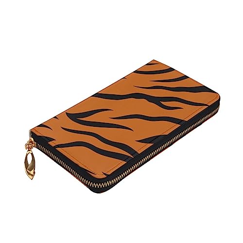 Portefeuille noir en cuir pour femme avec fermeture éclair et motif léopard élégant