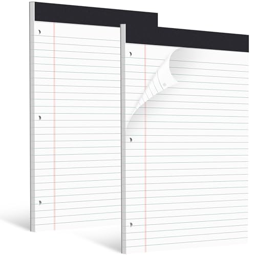 HAUTOCO 2 Pack 8.5 x 11 Legal Pads White Wide Ruled Notepads Perforated Writing Pads, 30 Sheets Per...