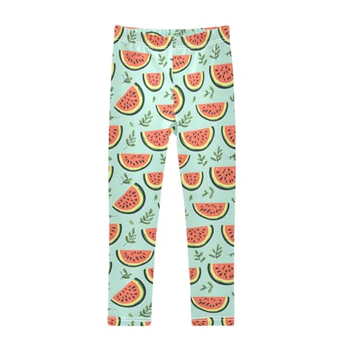 Lovely Simple Watermelon Prints Girls Leggings Soft Comfortable Athletic Leggings Dancing Pants for 4-10 Years