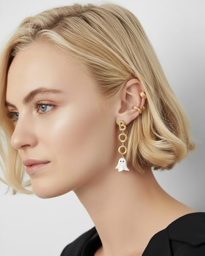 Halloween Earrings for Women Bat Pumpkin Black Cat Witch Hat Skull Earrings Costume Party Jewelry3