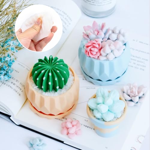 Byffoer Pack of 9 Silicone Succulent Moulds, Ideal for Candles Cake Decoration, Resin, Soap, DIY Crafts - Image 3