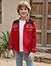 EDFTM Big Boys Western Cowboy Shirt Embroidered Long Sleeve Casual Cotton Button Down Hippie Shirts with Pockets Red 13-14 Years