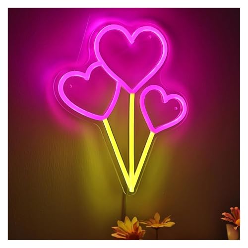 Enseigne au néon cœur ballon volant lampe murale LED USB