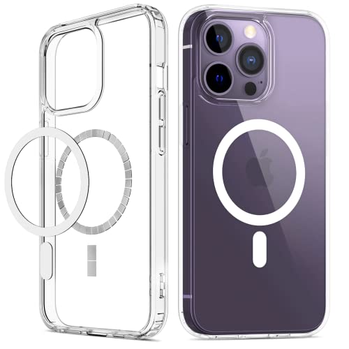 VEGO Case for iPhone 14 Pro Max 5G 2022, Magnetic Case Compatible with MagSafe with Built-in Strong Magnets, [Yellow Resistant] Clear Slim Soft TPU Shockproof Case for iPhone 14 Pro Max 6.7