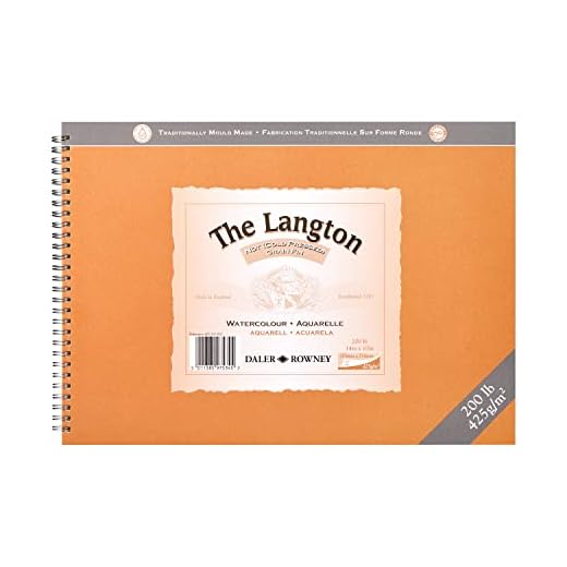 Daler Rowney: Langton: Pad de Hojas de Papel Para Acuarelas 355 x 254mm, Not (Sin Textura) 12 Hojas 425gms. (Espiraladas)