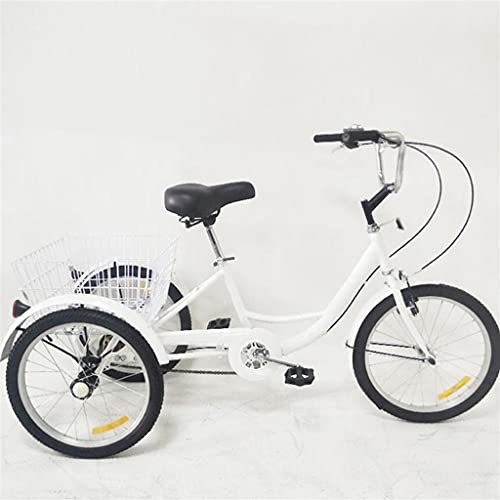 Luxury Three Wheel Bike, 20in Comfort Bicycles Bike 3Wheel+Shopping Basket Adult Tricycle High-Carbon Steel Three Wheel Cruiser Bike for Recreation Shopping Picnics Exercise