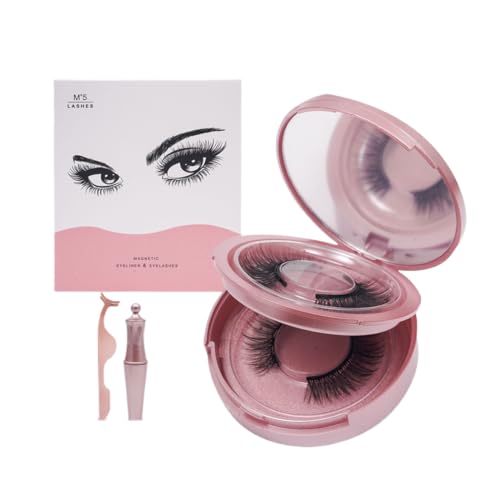 OHREN 2 pares Pestañas Postizas Magnéticas, Reutilizables, 3D Effect Magnetic Eyelashes con Applicador, Naturales y Cómodas, No Requiere Delineador de Ojos ni Pegamento (Negro)