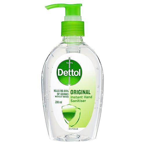 Dettol Instant Hand Sanitiser Original Kills 99.9% Germ Rinse Free & Non-Sticky 200Ml Pump Bottle