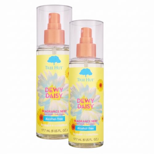 Tree Hut Dewy Daisy Hair &amp; Body Mist, Spritz On for a Refreshed Feel or Layer with Your Favorite Scents, Versatile Body Spray, 6 Fl Oz. (Pack of 2)