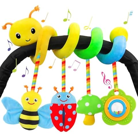 FPVERA Car Seat Toys for Babies 0-6 Months Upgraded Version Spiral Car Seat & Stroller Activity Toy, Soft Plush Hanging Toys with Rattles, Best Gift for Ages 0 and Up Cover