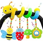 Zendstanding Car Seat Toys for Babies 0-6 Months Upgraded Version Spiral Car Seat & Stroller Activity Toy, Soft Plush Hanging Toys with Rattles, Best Gift for Ages 0 and Up