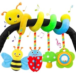 Zendstanding Autositz-Spielzeug für Babys 0–6 Monate, verbesserte Version, Spiralautositz & Kinderwagen, Aktivitätsspielzeug, weiches Plüsch-Hängespielzeug mit Rasseln