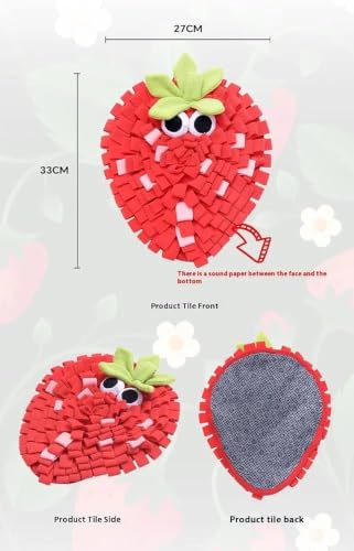 Image of Snuffle Mat for Dogs, Interactive Feeding Mat for Boredom and Slow Eating, Nosework Training Puzzle Toy for Dogs and Puppies, 18x32 CM, Travel Use (RED Strawberry)