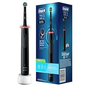 Oral-B PRO 3 3000 CrossAction Elektrische Zahnbürste/Electric Toothbrush, mit 3 Putzmodi und visueller 360° Andruckkontrolle für Zahnpflege, Geschenk Mann/Frau, Designed by Braun, schwarz
