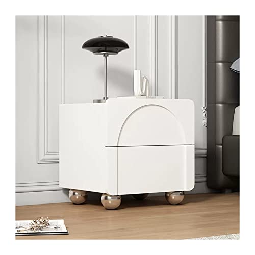 Mesillas de Noche Dormitorio Mesita de noche blanca con patas esféricas de acero inoxidable y 2 cajones, mesitas de noche modernas, mesitas de noche de madera for dormitorio, sala de estar Mesitas de