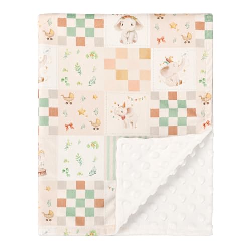 Image of SWESEN Baby Blanket for Girls, Super Soft Double Layer Minky Blankets with Dotted Backing, Floral Toddler Newborn Nursery Bed Blankets, 30 X 40 Inches, Elephant