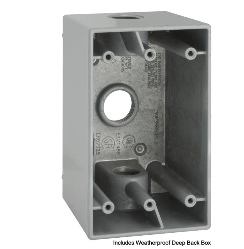 Outdoor Weatherproof Deck Outlet Box Kit, 15A GFI Power (White)