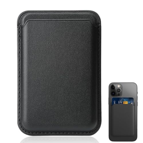 DWFEYOI Cartera magnética para teléfono móvil para iPhone con bolsillo adhesivo de silicona para tarjetas, tarjetas e insignias - Práctico tarjetero - Adecuado para funda - Negro