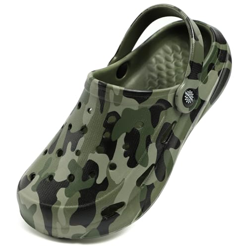 Image of Kids Boys Girls Classic Camo Garden Clogs & Mules | Lightweight Summer Shoes - Quick-Dry Non-Slip Beach Clogs