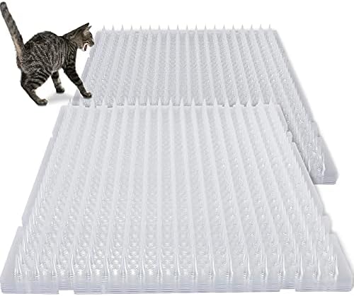 12 Pieces 16 x 13 Inches Cat Repellent Outdoor Scat Mat Cats Dogs Plastic Mats with Spikes Clear Spiked Deterrent Pet Mat for Outdoor Garden Window Sofa, 18.3 Square Feet