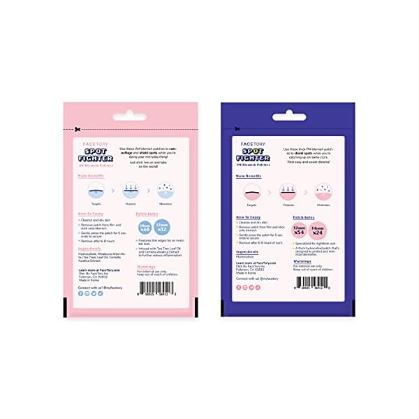 FACETORY Spot Fighter Acne Blemish Patches for Pimples (150 Counts)- Day and Night Options, Hydrocolloid Patches for Acne Spot Treatment (2 Sizes Each Pack)