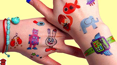 Kids Temporary Tattoos - More Than 290 Easy-to-Use Tattoos for Children (Assorted - 21 Sheets) - Thumbnail 3