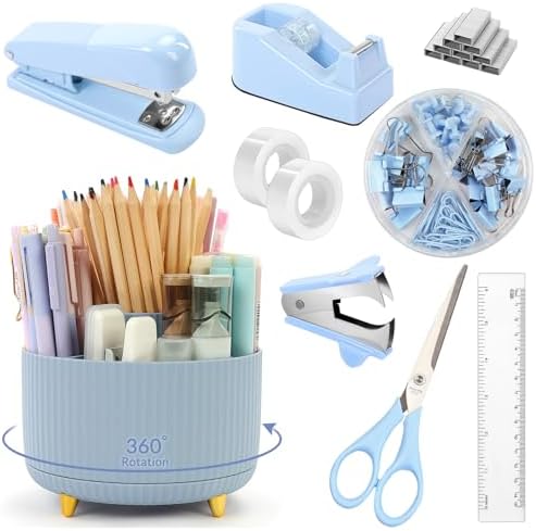 SKYDUE Desk Organizers and Accessories 10Pcs, 360-Degree Rotating...