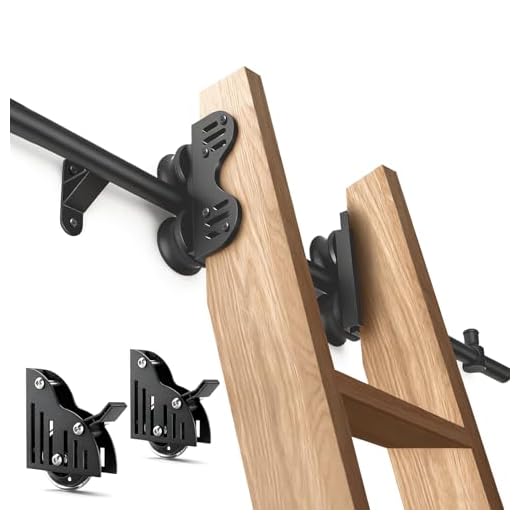 104RDHOUSE 12FT Sliding Library Ladder Hardware kit Telescopic Upper Roller,Floor Wheels with Brakes (No Ladder)