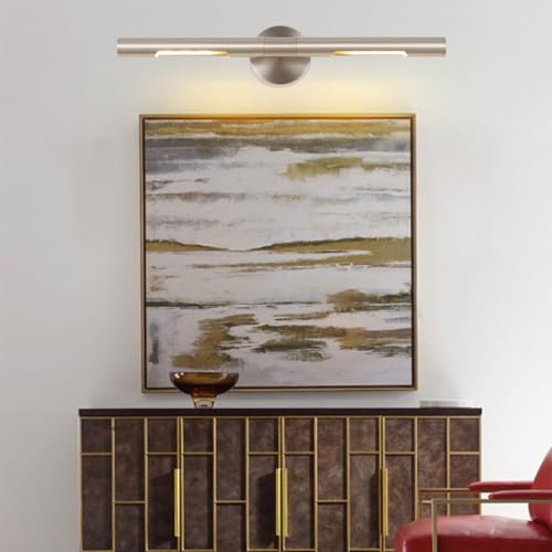 Image of Brushed Nickel Picture Light 24 inches Modern Wall Sconce with Cylinder Metal Shades Rotatable 360Indoor Wall Lighting Fixture Bathroom Vanity Light Bedroom Living Room