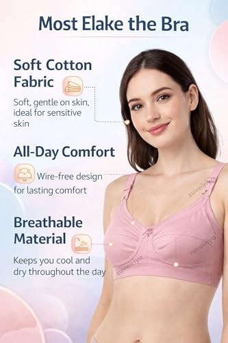 Image of Women Cotton Full Coverage Bra Combo Pack of 3 | Non-Wired Non-Padded | Adjustable Straps | 3 Hook 3 Row Closure | Size 30-44